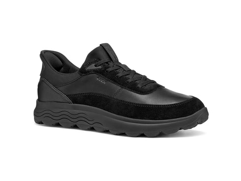 Geox Sneaker Uomo Spherica Plus Fast In Pelle e Camoscio Nero